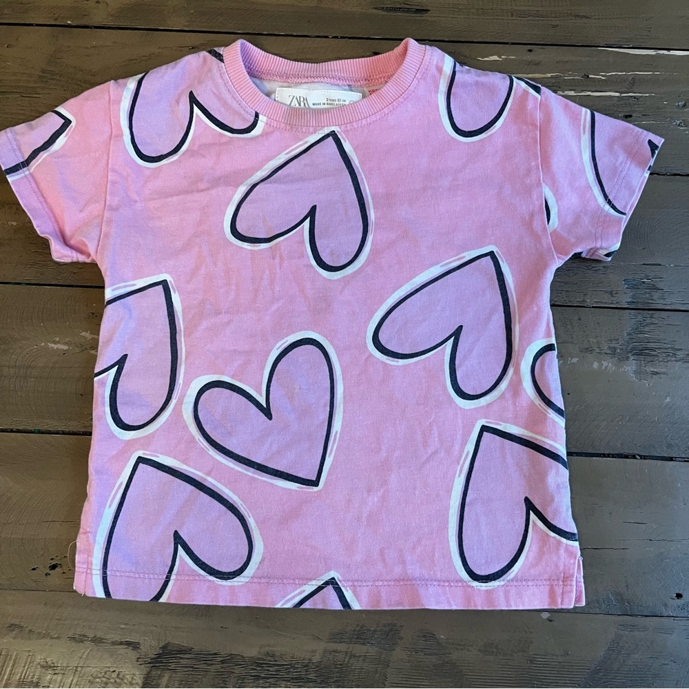 Zara 2T pink heart print tee